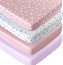 Crib Sheets for Girls 4 Pack, Fitted Crib Sheets for Standard Size Crib and