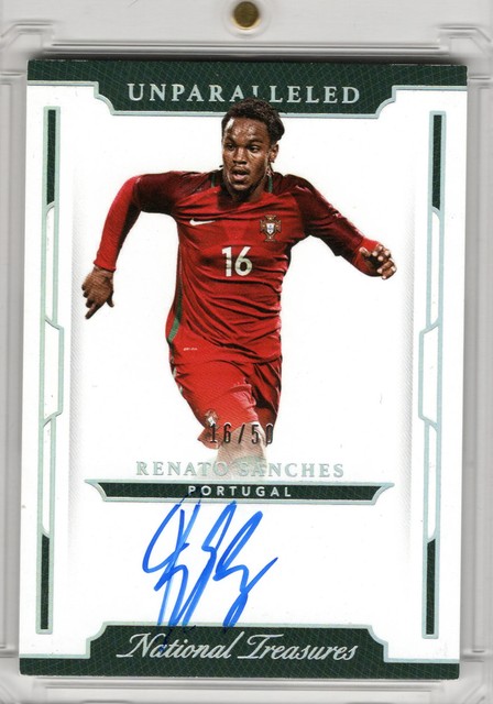 2018 National Treasures Soccer Auto Renato Sanches 16/50 JSY# Portugal