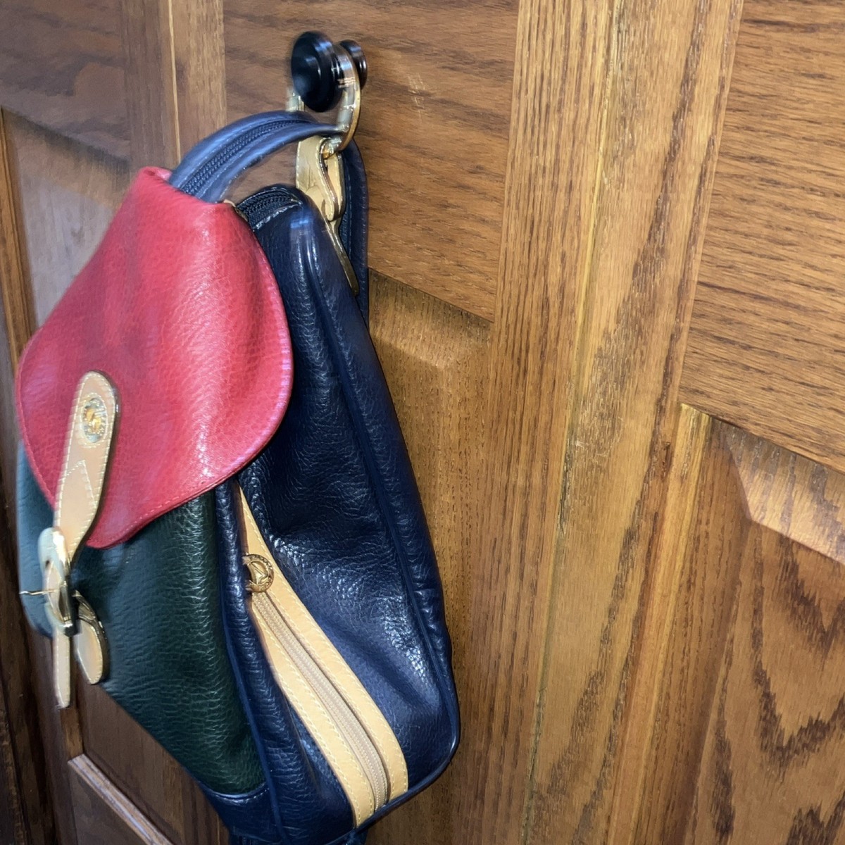 Unique La Tour Eiffel Colorblock Backpack with Gold Hardware  display picture 1