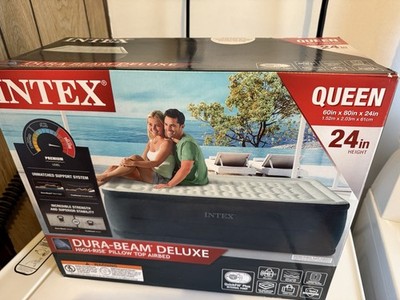 Intex Dura-Beam Deluxe 24'' BRAND NEW, Open Box Pillowtop Air Mattress,, Queen