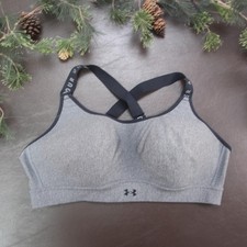Under Armour Sports Bra Womens XL Gray Crossback Padded Hook Closure Fitted