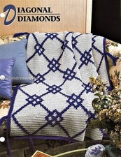 Diagonal Diamonds Annie's Attic Crochet Afghan Pattern Leaflet