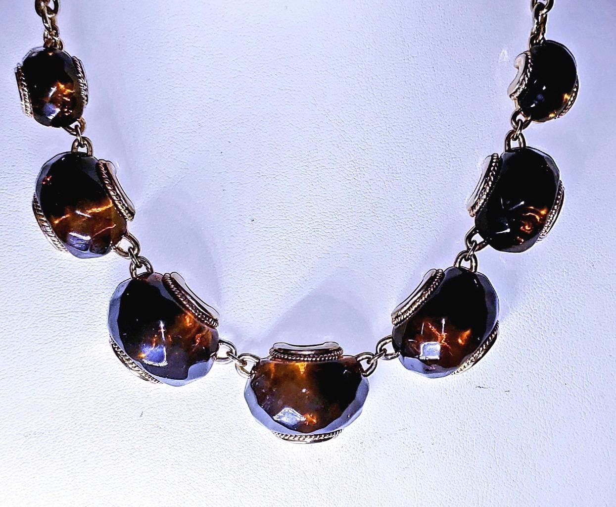 Carolee Tortoiseshell Statement Necklace with Gol… - image 1