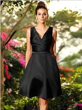 NWT Alfred Sung Sleeveless Peau de Soie Mini Black Cocktail Dress Women Size 14