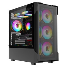 Image of CIT Bolt Mesh Micro ATX Gaming PC Case mATX Glass Panel 3x 120MM ARGB Fans Black