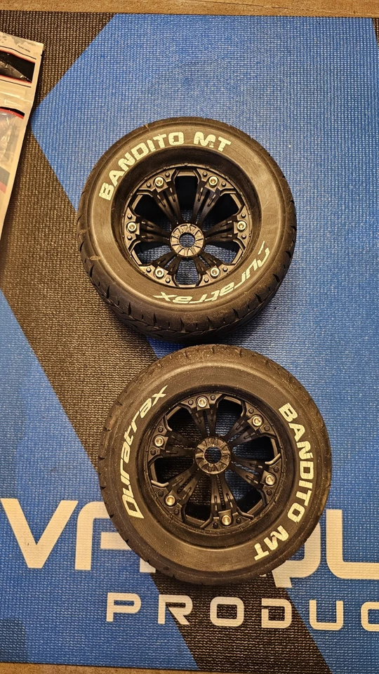 DuraTrax DTXC3576 Bandito MT 3.8" Mounted 17mm Hex Blk Truck Tires Arrma TRX HPI - Image 2 of 4