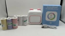 Printpod Mini Thermal Printer W/ 6 Extra Paper Rolls Bluetooth Compatible  Pink