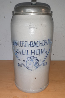 Bierkrug Masskrug Steinkrug Brauerei Bach Bräu Weilheim 1L