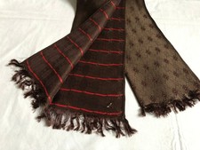 Vintage Mod Mens Brown Silky Satinee Jacquard Reversable Scarf Cravat Necktie