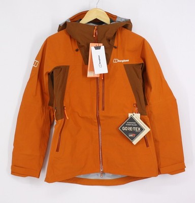 BERGHAUS DAMEN RIDGE-SEEKER GTX JACKE WASSERDICHT UK 8/XS ORG/BRN UVP £350 IB