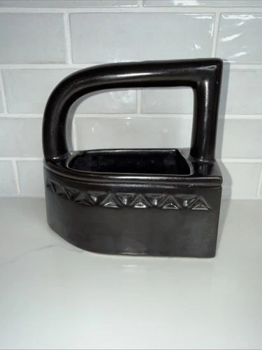 Vintage McCoy Black Iron Shaped Retro Flower Plant Planter MCM