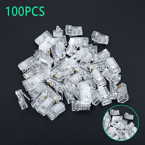 100PCS CAT5e RJ45 Pass-Through Network Cable Modular Plug 8P8C Connector End - Photo 5/7