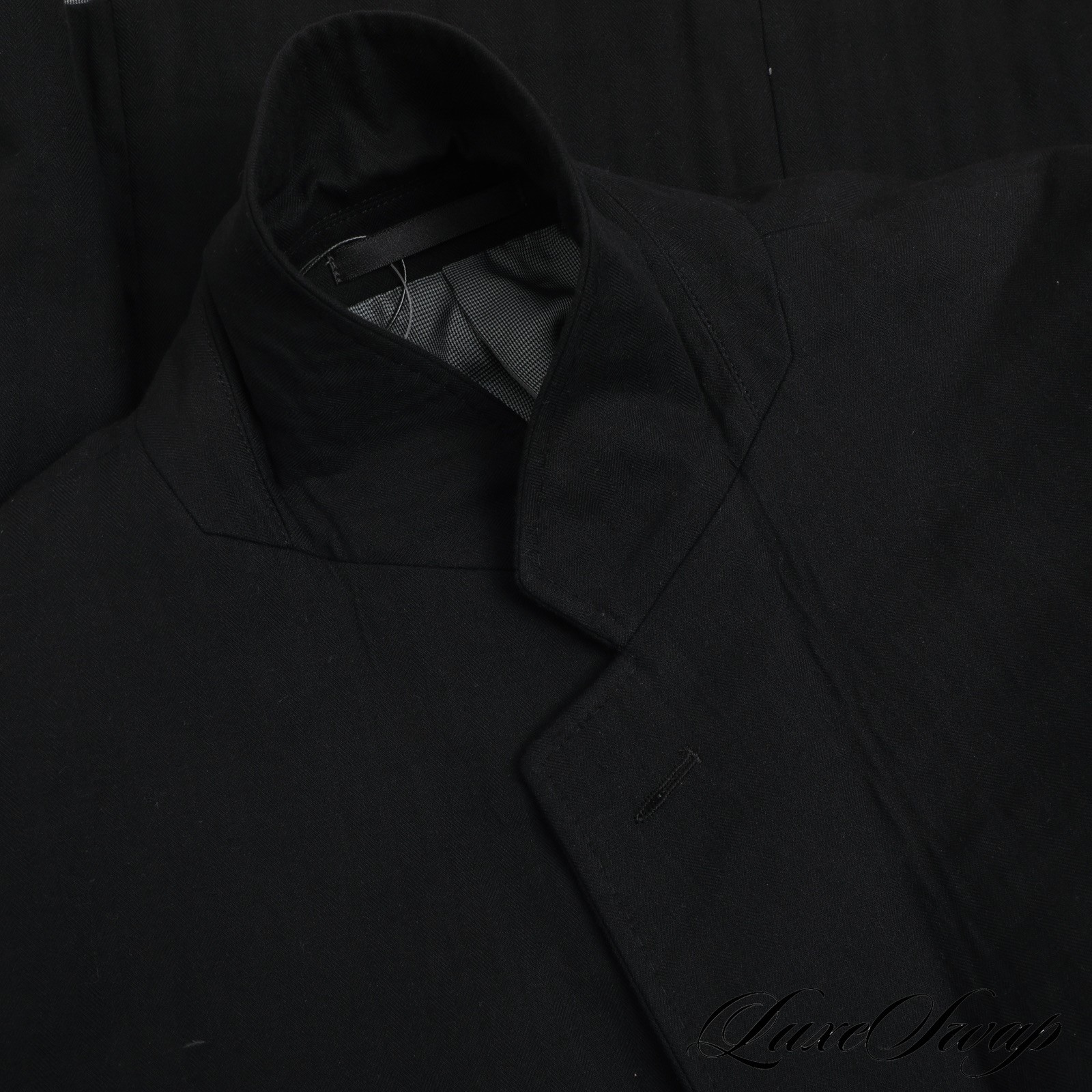 MODERN Armani Collezioni Solid Black Herringbone … - image 5