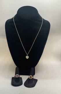 Tiffany & Co Sterling Silver 925 Heart Necklace & Gemstone Rings Lot 12.7g