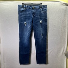 Kut from the Kloth distressed Straight Leg Jeans Womens 12 Blue Denim 2674