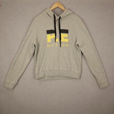 P.E Nation Size Small Yale Squad Hoodie Womens Grey Chest Logo Jumper Sweater