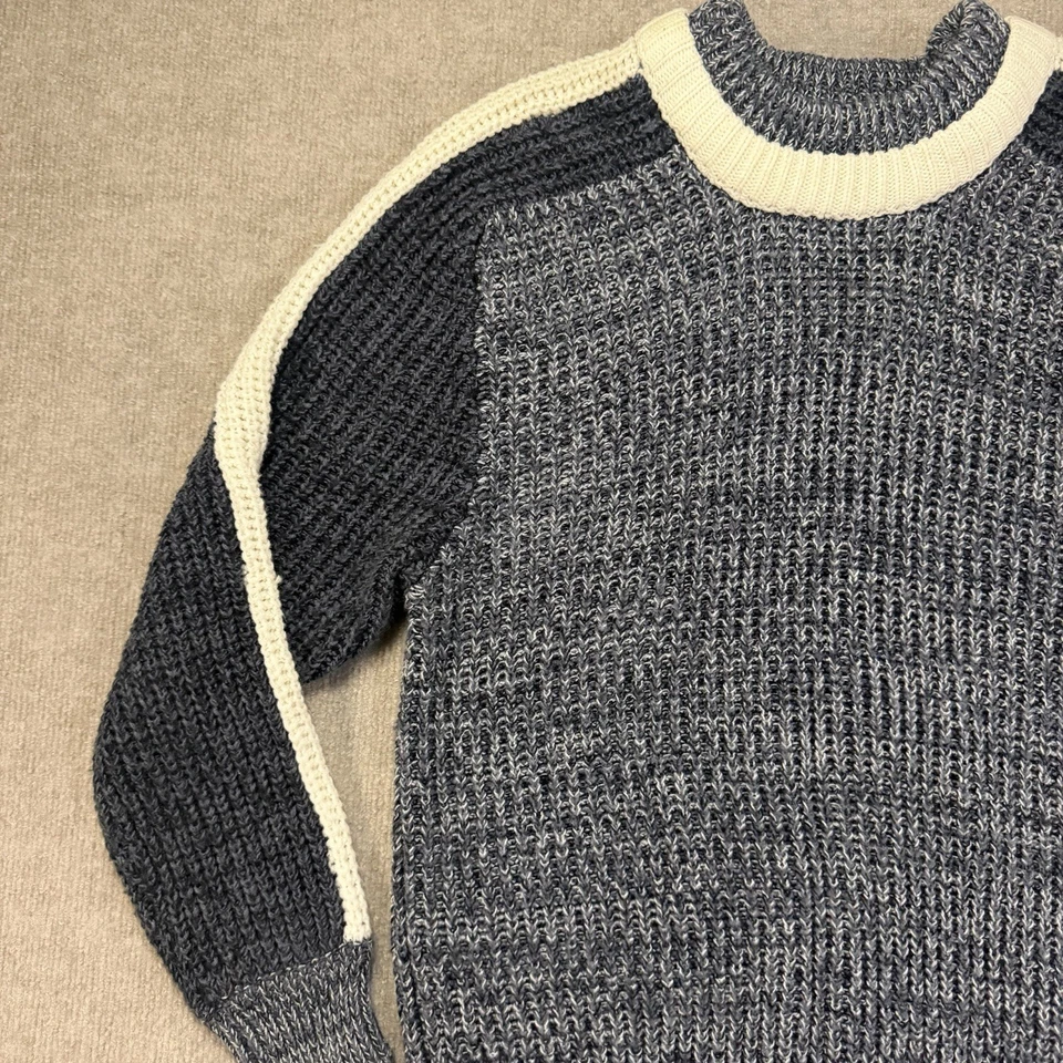 Suéter Vintage Radius Para Hombre S Pequeño Azul Blanco Grueso Tejido Bloque de Color Cuello Redondo Foto 4 de 4