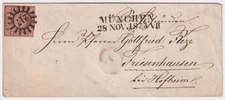 Bavaria 6 Kr Mi.No. 4 On Seal Cover Munich - Hofheim - Friesenhausen 1853
