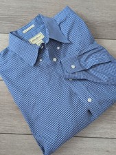 Eddie Bauer Shirt Mens L Wrinkle Resistant Blue Plaid Cotton Button Down Pocket