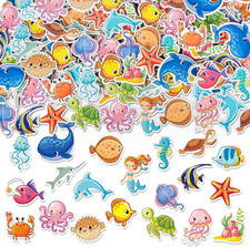 300 Pcs Ocean Sea Animal Foam Stickers Summer under the Sea Fish Self-Adhesive S