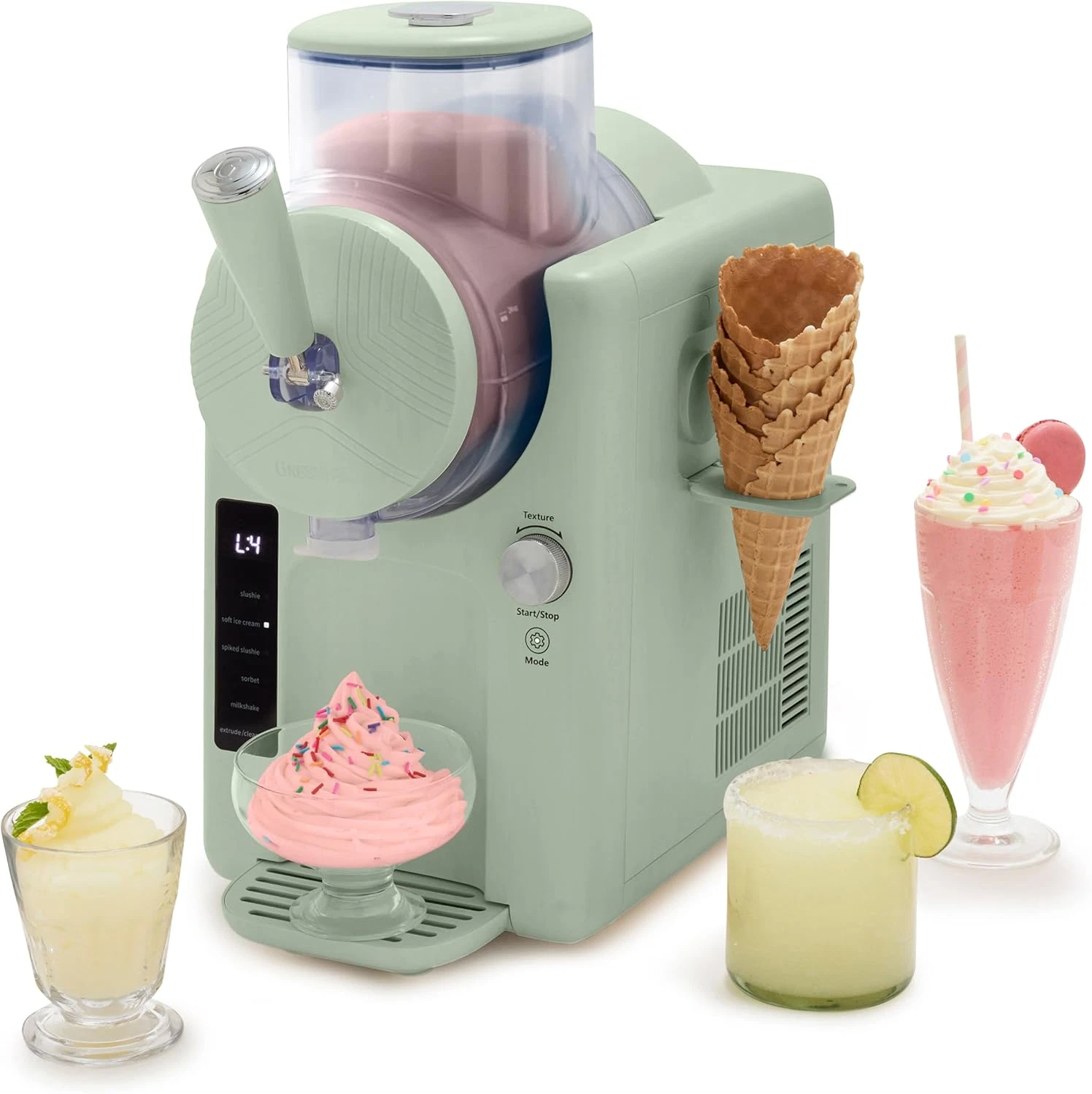 Ice cream and slush machine 6 modes ready in 15 min easy use for family fun! top