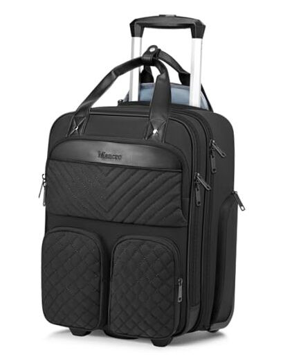 Underseat Carry On Luggage with Wheels, Multi-functional Lightweight Black-image