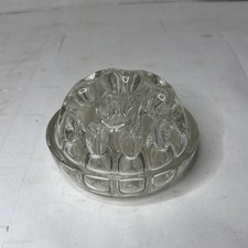 Lovely Vintage French Riems Clear Glass Flower Frog Domed 19 Holes 4" W France