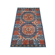 3'x5' Gray Afghan Ersari with Elephant Feet Design Hand Knotted Wool Rug 22791