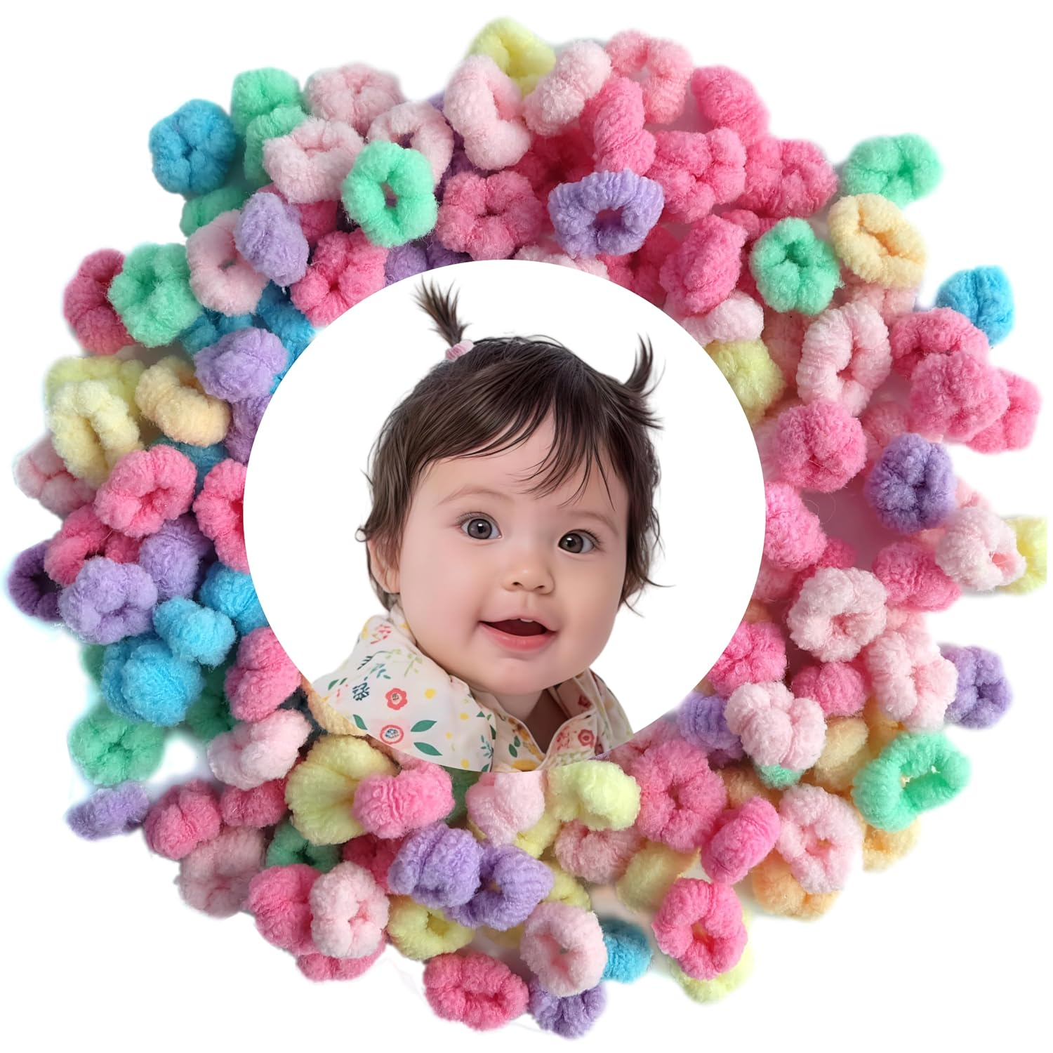 Baby Hair Ties, Bloom Toddler Hair Ties No Damage, 120Pcs,Age 0-8,Ponytail Holde