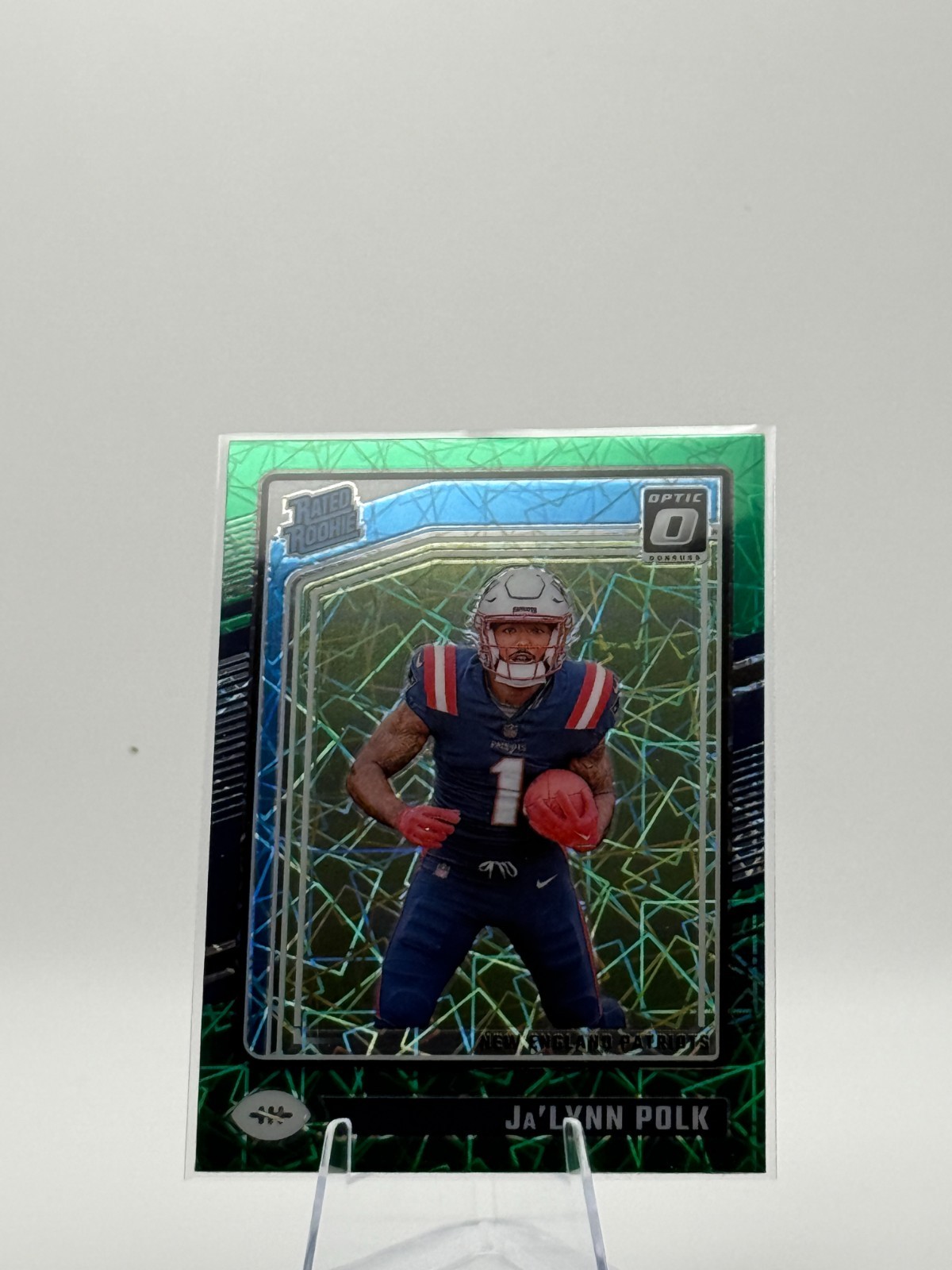 2024 Donruss Optic Ja'Lynn Polk Green Velocity Rated Rookie #240 Patriots