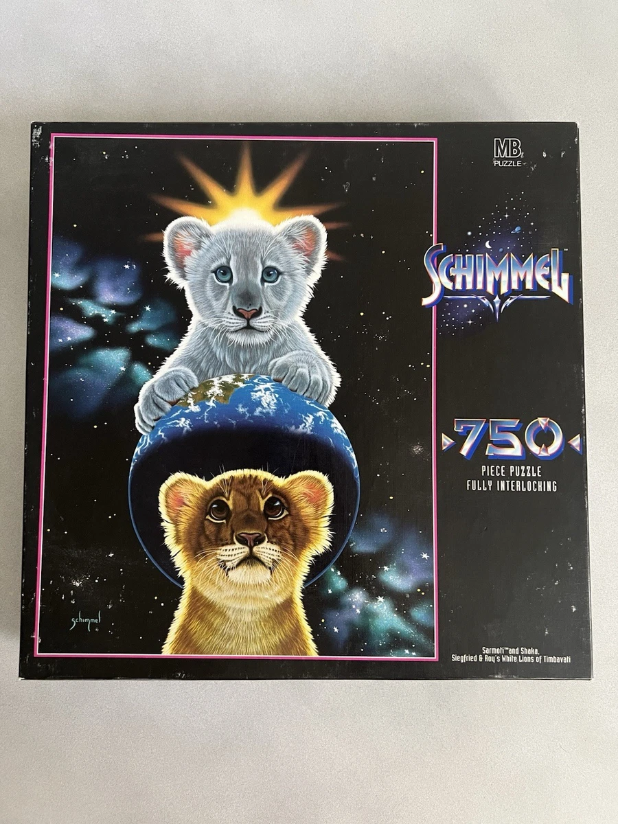 明日を夢見て　19/195 schimmel Schimmel 750 Piece Puzzle Siegfried Roy White Lions VTG 1996 Used