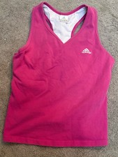 adidas White Tank with Magenta Trim