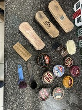 Vtg Lot Of Shoe Cleaning /Care Supplies Brushes Kiwi Polish Etc