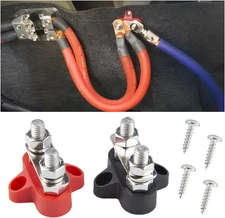 2PCS Battery Junction Block 5/16" M8 Dual Stud Power & Ground Terminal Post