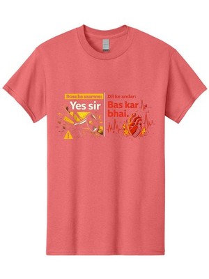 Boss Ke Saamne: Yes Sir | Dil Ke Andar: Bas Kar Bhai. Hindi Quote Mens T-Shirt