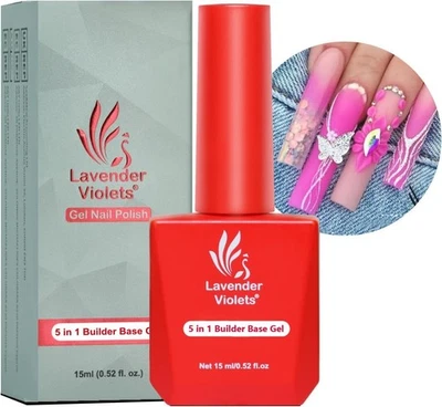 2 Pack Lavender Violets Clear 5 In 1 Builder Base Gel 15 Ml Salon Quality A104