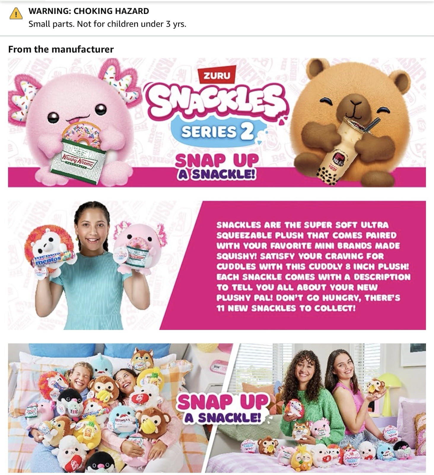 New Snackles Heidi Hedgehog & Mentos 8" Plush Series 2 ZURU Collectible NWT