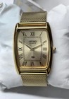 Vintage Refurbished Seiko Slim Tank Golden Quartz Japan Men's Wrist Watch