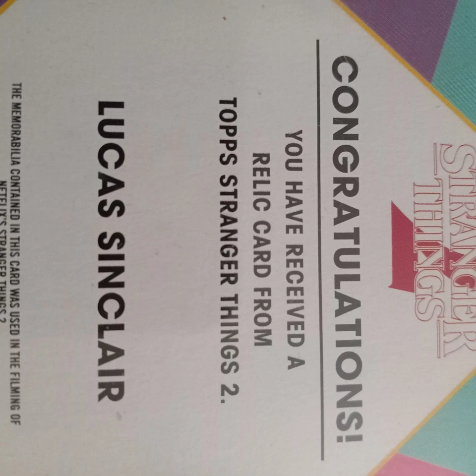 2019 Stranger Things Season 2, Lucas Costume Relic Card  in protector  - Image 4 of 4