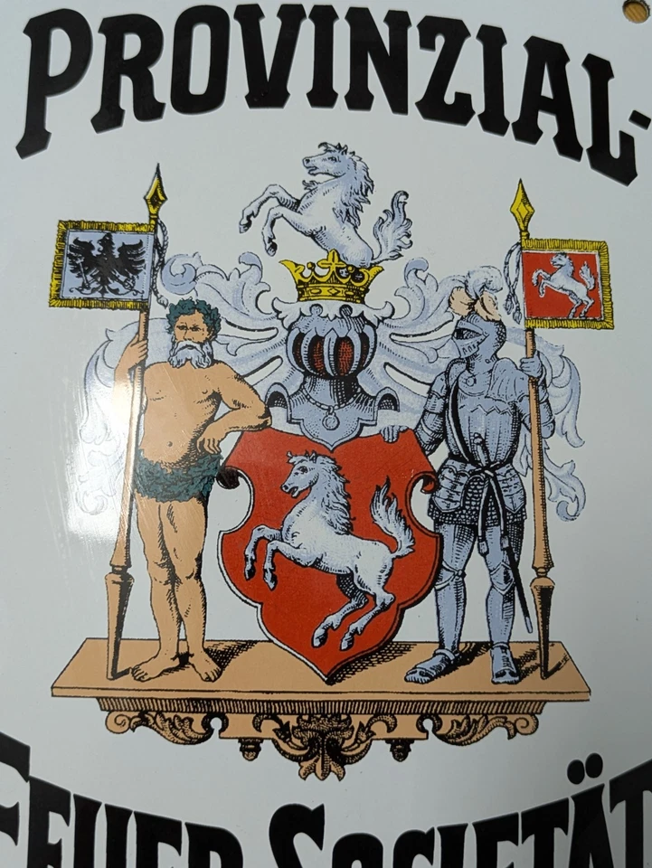 Altes Emailschild Provinzial Feuer-Societät, Versicherung, Wappen, Hausschild - Bild 2 von 4