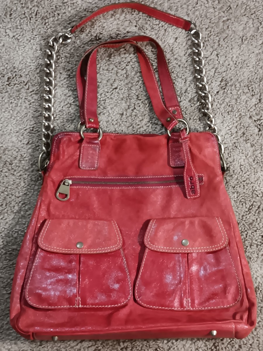 Vintage Y2K Abro Women's Red Leather Messenger Shoulder Purse Hand