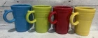 4xLATTE bistro FIESTAWARE /FIESTA MUGS lemongrass daffodil poppy turquoise NICE!