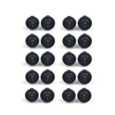 20Pcs Round Rocker Switch Set, 2 Pin SPST ON/OFF Small Black Boat Rocker Swit...