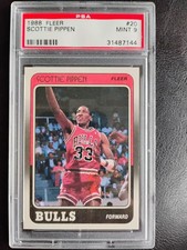 1988-89 Fleer - Scottie Pippen #20 Name Misspelled as Pippin on Back (RC) PSA 9