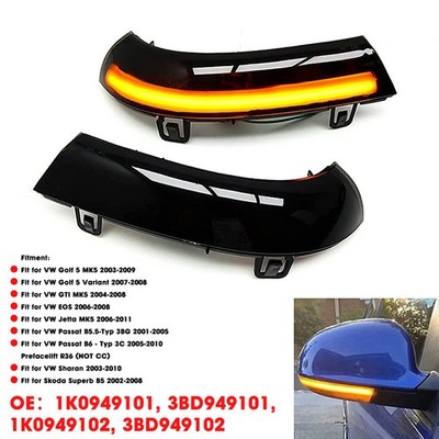2x Dynamic LED Wing Mirror Indicator Turn Signal Light For VW Golf 5 GTI MK5 EOS