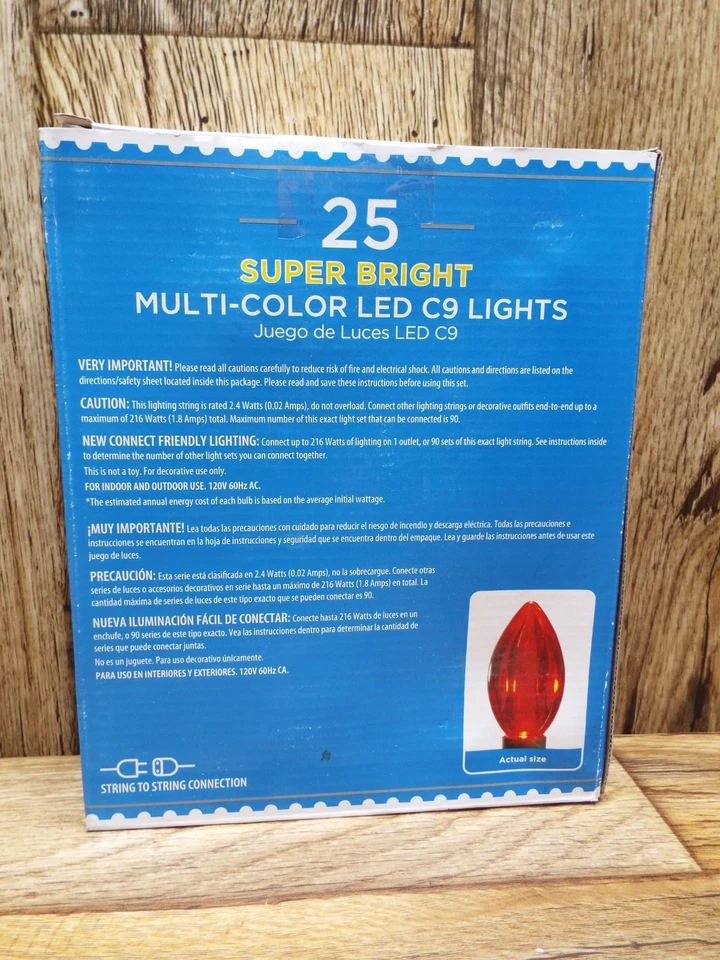 HOLIDAY TIME 25 Multicolor Cerámica "look" C9 Luces LED Navidad - NUEVO Foto 2 de 2