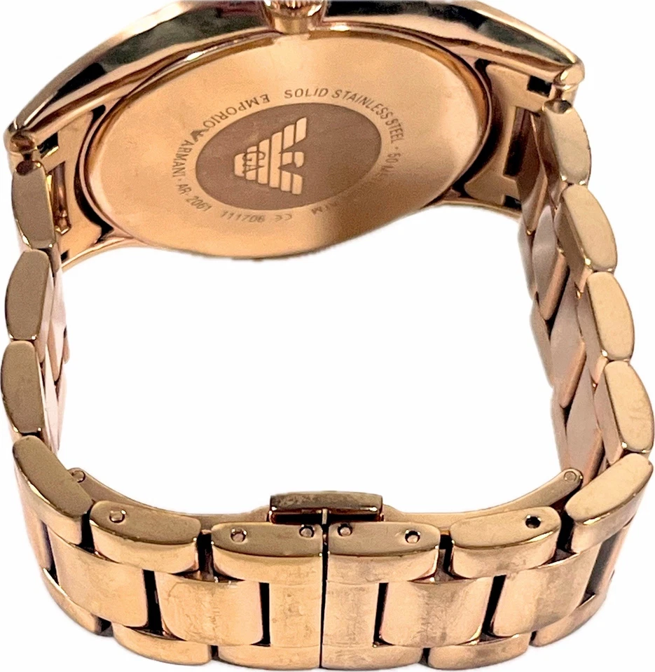 Emporia Armani Men’s Quartz AR-2061 Rose Gold Watch New Battery Authentic Gift - Image 4 of 4