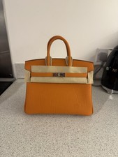 Hermes Birkin 25 Veau Togo Leather Palladium Hardware Hand Bag Orange