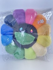 New Takashi Murakami Flower Cushion Pillow 30cm 11.8" Rainbow Black