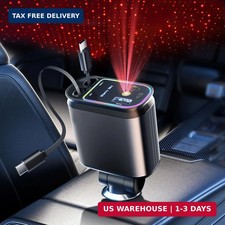 Starlight Retractable Car Charger with Dual Type C Cables, 66W Starlight in Car